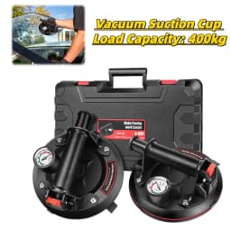 2 PCS 8 Inch Vacuum Suction Cup Lifting Tool with Pressure Gauge, 400 kg Tile Lifter, Strong Vacuum Handle for Glass, Marble