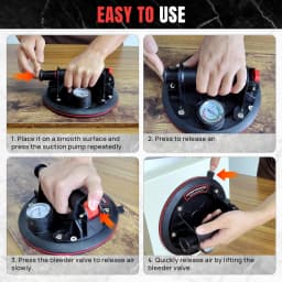 2 PCS 8 Inch Vacuum Suction Cup Lifting Tool with Pressure Gauge, 400 kg Tile Lifter, Strong Vacuum Handle for Glass, Marble