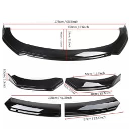 Car Front Bumper Lip Splitter Spoiler Side Skirts Kit Bumper Lip Wrap Splitter Auto Air Dams Replacement For Most Vehicle Sedans