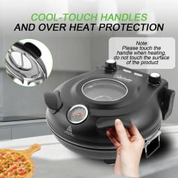 YIBAKE 12 Inch Black Electric Pizza Oven Countertop Maker Fireproof Ceramic Stone Heats up to 420℃ for Stone Baked Home Cooking