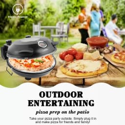 YIBAKE 12 Inch Black Electric Pizza Oven Countertop Maker Fireproof Ceramic Stone Heats up to 420℃ for Stone Baked Home Cooking