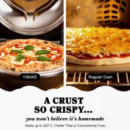 YIBAKE 12 Inch Black Electric Pizza Oven Countertop Maker Fireproof Ceramic Stone Heats up to 420℃ for Stone Baked Home Cooking