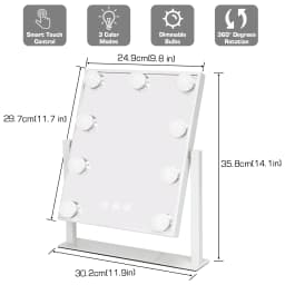 Vanity Mirror Hollywood Light up Makeup Mirror with LED Bulbs Dimmable 3 Modes 360° Rotation Magnifying Mirror 10x