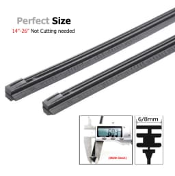 2PCS 6mm/8mm Car Auto Rubber Strip Refills For Metal Wiper Blades Windshield 14" 16" 22" 24" 26" Vehicle Insert Soft Refill