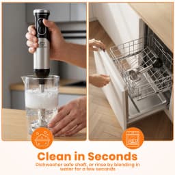 SUPERLEX Stainless Steel 600W Immersion Hand Blender + 304 Sharper Blades Non-slip 2 Speed Electric Steel Mixer Kitchen Gadget
