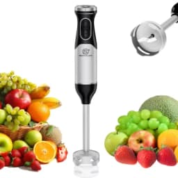 SUPERLEX Stainless Steel 600W Immersion Hand Blender + 304 Sharper Blades Non-slip 2 Speed Electric Steel Mixer Kitchen Gadget