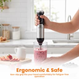 SUPERLEX Stainless Steel 600W Immersion Hand Blender + 304 Sharper Blades Non-slip 2 Speed Electric Steel Mixer Kitchen Gadget