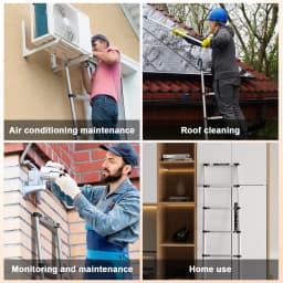 5M Telescopic Folding Ladder, Non-Slip Multi-Purpose Ladder Extendable Portable Stainless Steel Ladder with EN131 Standard
