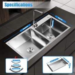 Stainless Steel Double Bowl Drop-in Kitchen Sink Noise Reduction Efficient Drainage Anti-Condensation Easy to Clean