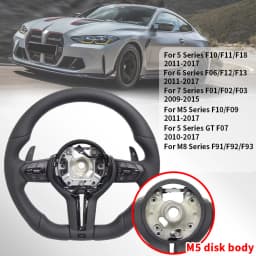 Perforated Flat Steering Wheel For BMW E90 E87 E70 E84 F10 F06 F20 F30 F15 F25 F23 F48 Black Button Fat Sport Upgrade
