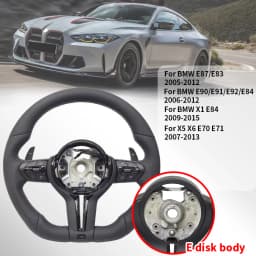 Perforated Flat Steering Wheel For BMW E90 E87 E70 E84 F10 F06 F20 F30 F15 F25 F23 F48 Black Button Fat Sport Upgrade