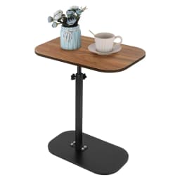 C Shaped Side Table Portable Corner Table for Small Spaces (Walnut Desktop)