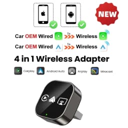 2026 Upgrade 4 In1 Wired to Wireless CarPlay Android Auto AirPlay Mirror Link Stable Bluetooth Adapter For Audi Benz Toyota VW