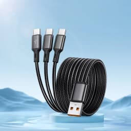 100W 3 in 1 Multi-ports USB C Charger Cable 6A USB-A to 3 ×Type-C Fast Charging Cable For Samsung Galacy S24 Xiaomi Redmi Huawei