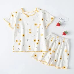 Girls Summer Pajama Set Strawberry Print Shorts Pink Peaches Tee Baby Cool Comfort Homewears Soft Breathable Sleepsuits for Play