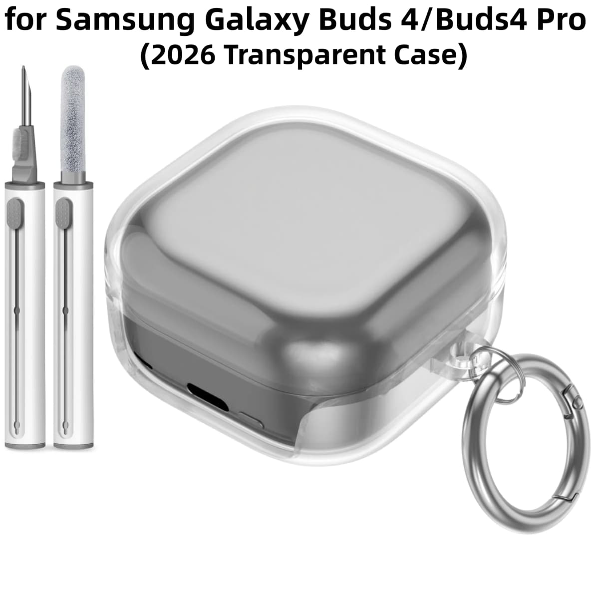 for Samsung Galaxy Buds 4Pro Case Soft Transparent TPU Case for Samsung Galaxy Buds 4 Case Accessories with Keychain&Cleaner Pen