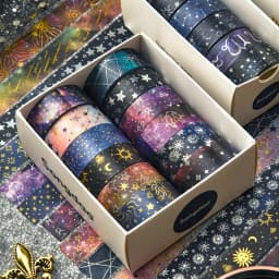 12-Roll Retro Starry Sky Washi Tape Set, 2M Long / 1.5CM Wide, Stationery Supplies and Gift Decoration, A Gift for Friends