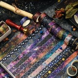 12-Roll Retro Starry Sky Washi Tape Set, 2M Long / 1.5CM Wide, Stationery Supplies and Gift Decoration, A Gift for Friends