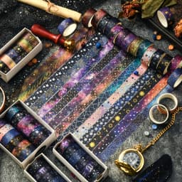 12-Roll Retro Starry Sky Washi Tape Set, 2M Long / 1.5CM Wide, Stationery Supplies and Gift Decoration, A Gift for Friends