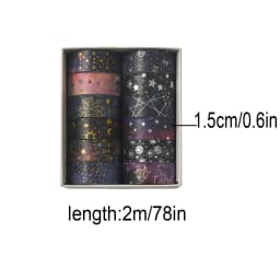 12-Roll Retro Starry Sky Washi Tape Set, 2M Long / 1.5CM Wide, Stationery Supplies and Gift Decoration, A Gift for Friends