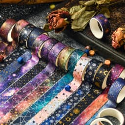 12-Roll Retro Starry Sky Washi Tape Set, 2M Long / 1.5CM Wide, Stationery Supplies and Gift Decoration, A Gift for Friends