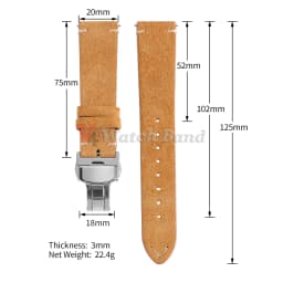 Vintage Suede Cowhide Watch Strap for Omega for Seiko 14/16/18/19/20/21/22mm Butterfly Buckle Bracelet Men Women Sport Wristband