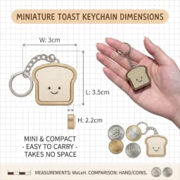 1PC 3.5cm Cute Pressable Stress Relief Keychain Soft Silicone Bread Keychain Set, Kawaii Toast Bread Shape Smiling Face Beige &