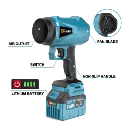 Gisam Brushless Electric Turbo Fan Cordless Leaf Air Blower Turbo Jet Fan Handheld Dust Blowing Tool For Makita 18V Battery Pin