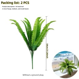 2pc UV Resistant No Fade Artificial Persian Fern Grass Ground Stake Fake Green Plant for Garden Patio Yard Outdoor Hotel Decor