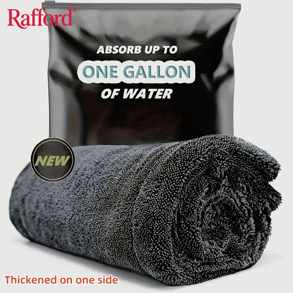 Rafford Dark Gray Car Microfiber Towel, Oversized Strong Absorbent Car Wash Cloth, High-Efficiency Cleaning Wipe Cloth
