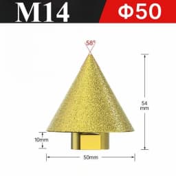 M10/M14 38/50mm Thread Diamond Beveling Chamfer Bit Cone Punching Expanding Drill Bit Grinding Wheel Carve Polishing