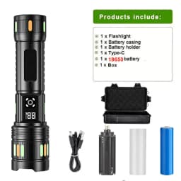 Rechargeable LED Flashlight Zoomable Aluminum Alloy Torch 3 Modes Waterproof High Power Hand Toch Light Outdoor Camping
