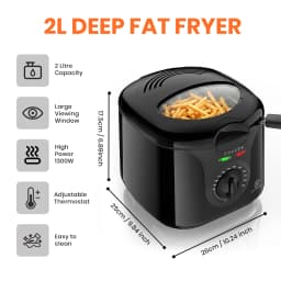 SUPERLEX 2L Electric Deep Fat Fryer 1300W Compact Deep Fryer with Viewing Window, Adjustable Temperature Control, Removable Fry Basket, Easy Clean Mini Fryer for Home Cooking Chips, Fried Snacks