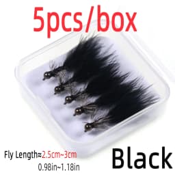 5pcs #12 Tungsten Bead Head Woolly Bugger Barbless Jig Nymph Streamers Fly for Trout Salmon Pike Bass Fishing Lure Baits