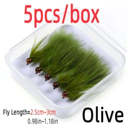 5pcs #12 Tungsten Bead Head Woolly Bugger Barbless Jig Nymph Streamers Fly for Trout Salmon Pike Bass Fishing Lure Baits