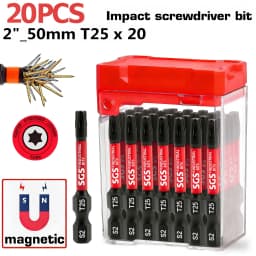 10/20 Pieces of S2 Steel Industrial Torx Screwdriver Bits, T25 Tip Type, 50mm Long, High Torque, Rust-Resistant, Durable, Portable Storage, for Precision Electronic Repair/Automotive Assembly
