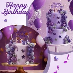Sparkle K-Pop Birthday Cake Decor: Purple Disco Balls, Musical Notes & Glitter Stars – Party Supplies for Fans
