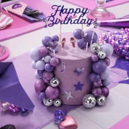 Sparkle K-Pop Birthday Cake Decor: Purple Disco Balls, Musical Notes & Glitter Stars – Party Supplies for Fans