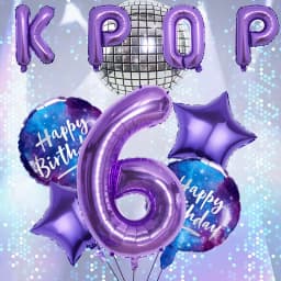 10pcs Purple Kpop Theme Birthday Foil Balloon Set 32 Inch Number 0-9 Balloon Birthday Party Decorations Anniversary Celebrations