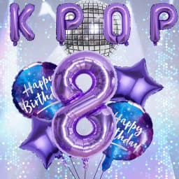 10pcs Purple Kpop Theme Birthday Foil Balloon Set 32 Inch Number 0-9 Balloon Birthday Party Decorations Anniversary Celebrations