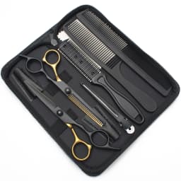 Hair Scissors 6" Japan Stainless Hairdressing Scissors Blue Hair Scissors Barber Shop Thinning Scissors Haircut Set Comb C1001