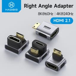 Hagibis Mini HDMI to HDMI Adapter Right Angle 90 Degree Male to Female Mini HDMI Connector L Shape Converter High Refresh Rate