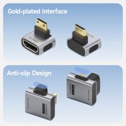 Hagibis Mini HDMI to HDMI Adapter Right Angle 90 Degree Male to Female Mini HDMI Connector L Shape Converter High Refresh Rate