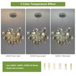 Modern Bubble Cluster Chandelier, 3-Light Dimmable Glass Globe Pendant