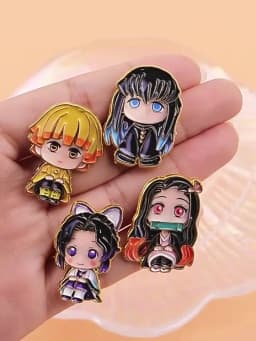 8Pcs Cute Demon Slayer Brooch Badge Anime Cosplay Chibi Character Tanjiro Nezuko Shinobu Giyuu Rengoku Enamel Lapel Pins Gift