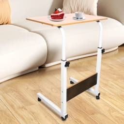 Rolling Laptop Desk With Adjustable Height Mobile Side Table with Universal Lockable Wheels For Bed, Couch, Sofa