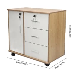 Bedside Storage Cabinet with Lock Removable Wheels Artificial Wood Bedroom End Table Drawer Cabinet for File Document Clothing