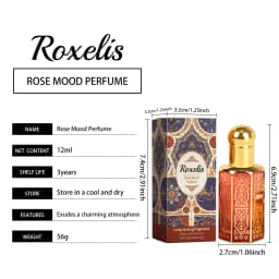 Roxelis 12ml Arab Perfume Rose Elegant Fragrance Arab Dubai Style Lasting Pheromone Dating Scent Attract Charming Rose Perfume