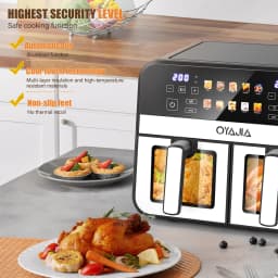 10.5L Air Fryer Double Basket Touch Display, Viewing Window, 10 Functions XXL