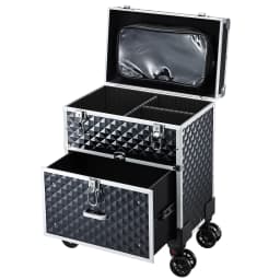 Professional Rolling Makeup Case Trolley with Drawer Cosmetic Train Case Large Storage Case Cosmetology Case Detachable Bag